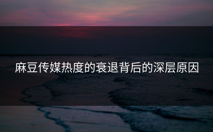麻豆传媒热度的衰退背后的深层原因  第1张