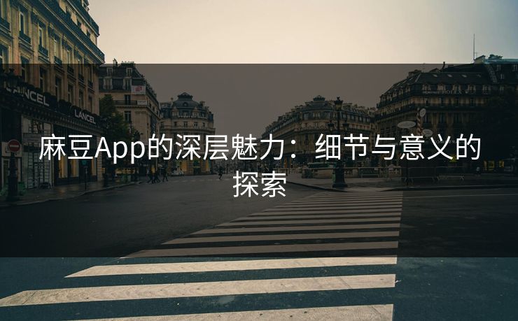 麻豆App的深层魅力：细节与意义的探索  第1张