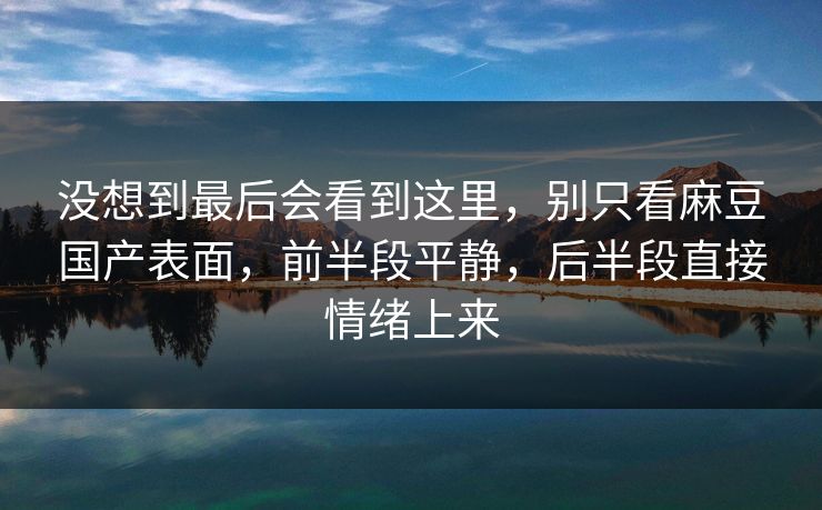 没想到最后会看到这里，别只看麻豆国产表面，前半段平静，后半段直接情绪上来  第1张