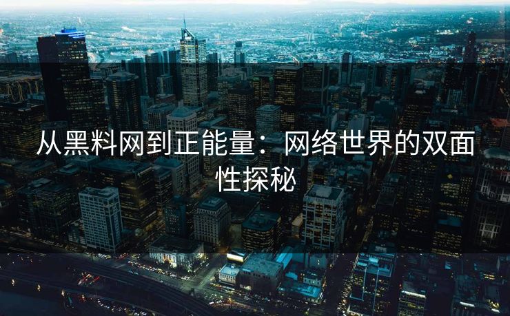 从黑料网到正能量：网络世界的双面性探秘  第1张
