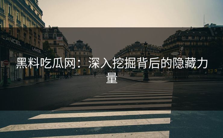 黑料吃瓜网：深入挖掘背后的隐藏力量  第1张