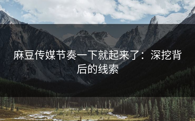 麻豆传媒节奏一下就起来了:深挖背后的线索 第1张 麻豆传媒节奏一下就起来了:深挖背后的线索 第1张