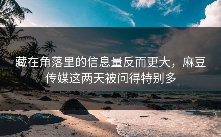 藏在角落里的信息量反而更大，麻豆传媒这两天被问得特别多  第1张
