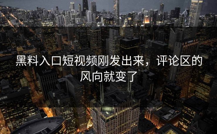黑料入口短视频刚发出来，评论区的风向就变了  第1张