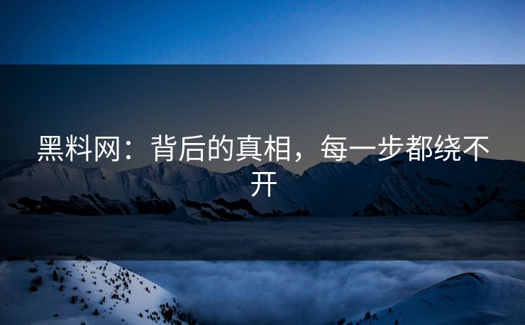 黑料网：背后的真相，每一步都绕不开  第1张