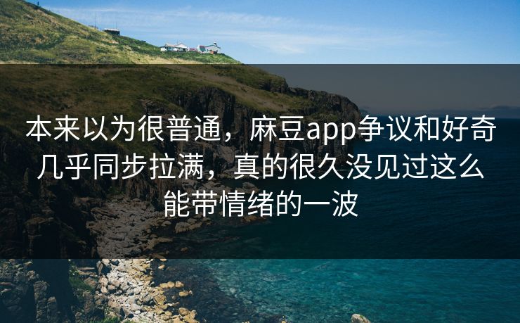 本来以为很普通，麻豆app争议和好奇几乎同步拉满，真的很久没见过这么能带情绪的一波  第1张