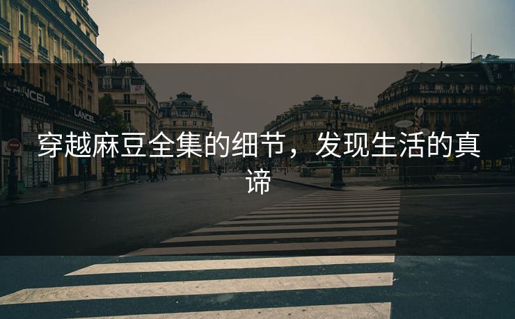 穿越麻豆全集的细节，发现生活的真谛  第1张