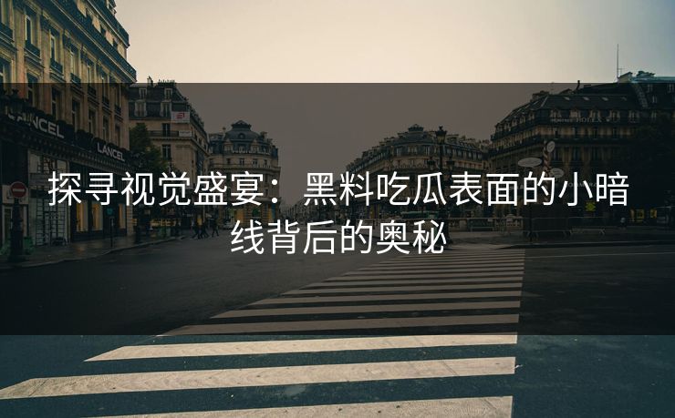 探寻视觉盛宴：黑料吃瓜表面的小暗线背后的奥秘  第1张