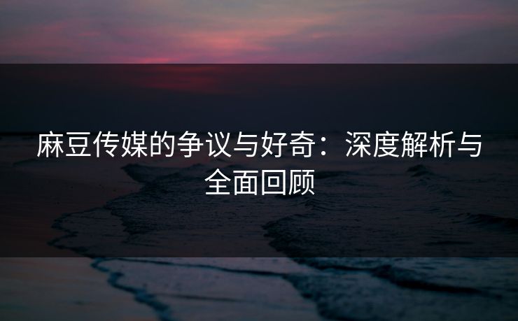 麻豆传媒的争议与好奇：深度解析与全面回顾  第1张