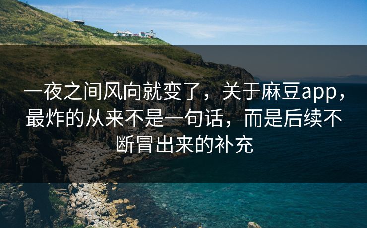一夜之间风向就变了，关于麻豆app，最炸的从来不是一句话，而是后续不断冒出来的补充  第1张