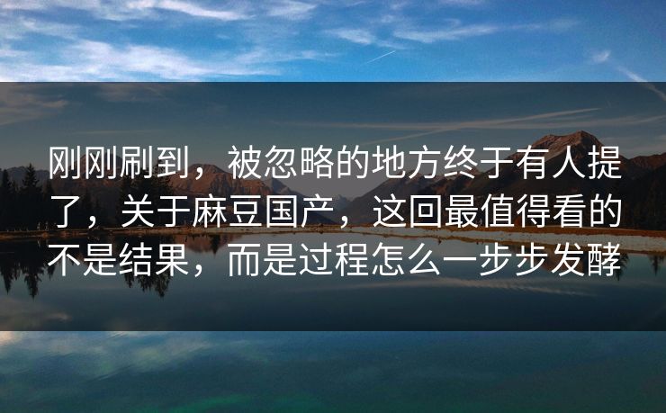 刚刚刷到，被忽略的地方终于有人提了，关于麻豆国产，这回最值得看的不是结果，而是过程怎么一步步发酵  第1张